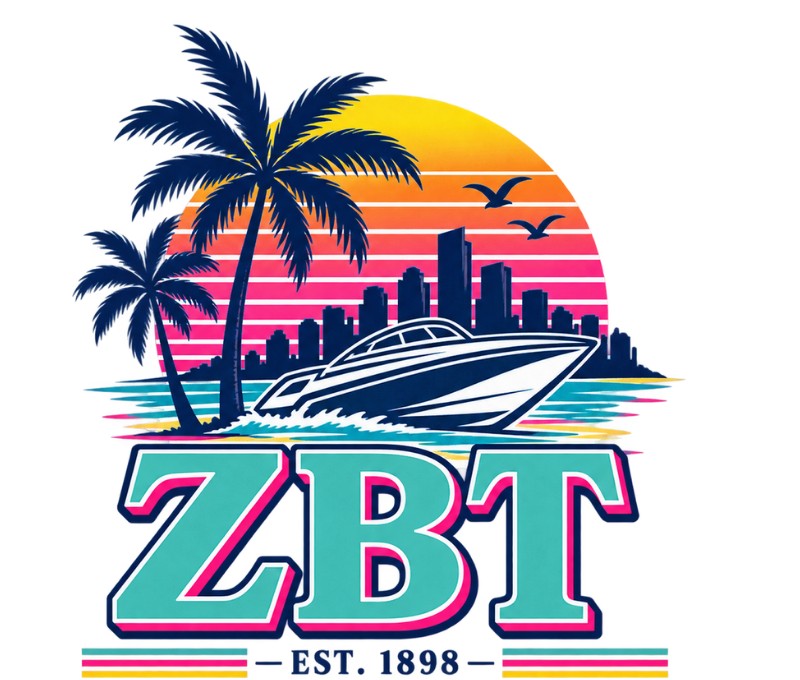 Zeta Beta Tau — Miami Sunset Est. 1898 — left chest logo